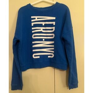 AERO NYC Blue Cropped Sweatshirt small Y2K rare was only sold in Latin America